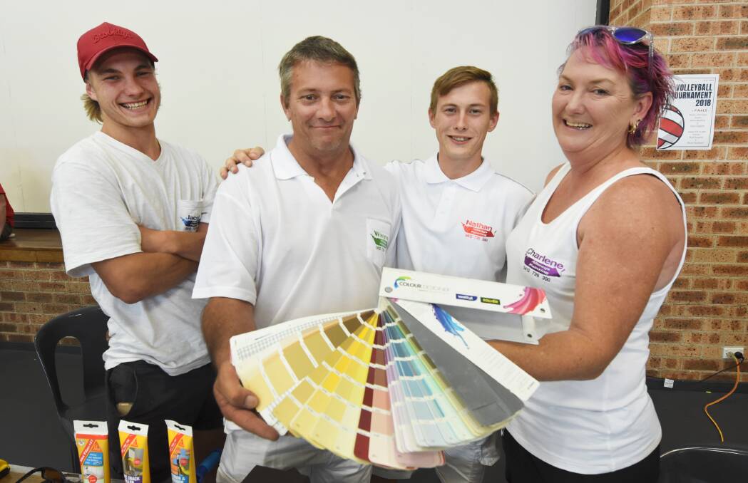 Action: Jacob Black, Wayne, Nathan and Charlene Amber from Allways Painting will provide a student with work experience following the Taree Careers and Trades Day.