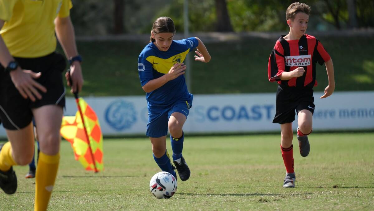 Pacific Palms under-13 boys upset eventual runners-up Coffs City United in their clash. Photo: sportsactionpix.