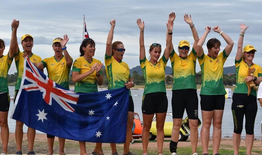 Wendy Orman (far right) celebrates winning gold as a part of the Australian Women's Senior B team.
