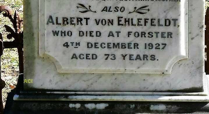 Albert Von Ehlefeldt's grave. Photo: Australian Cemeteries Index.
