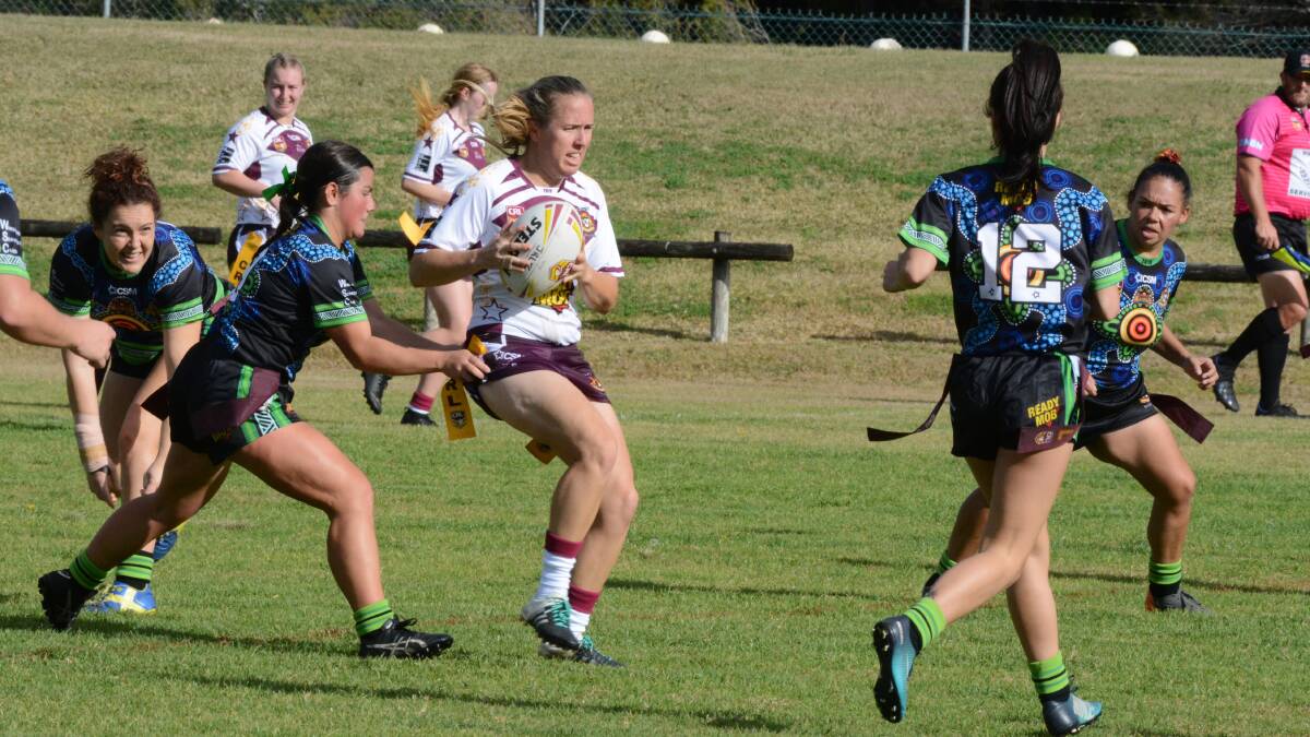 Forster's Lisa Bullivant playing for the Group Three All Stars against the Indigenous All Stars in the league tag representative match this season