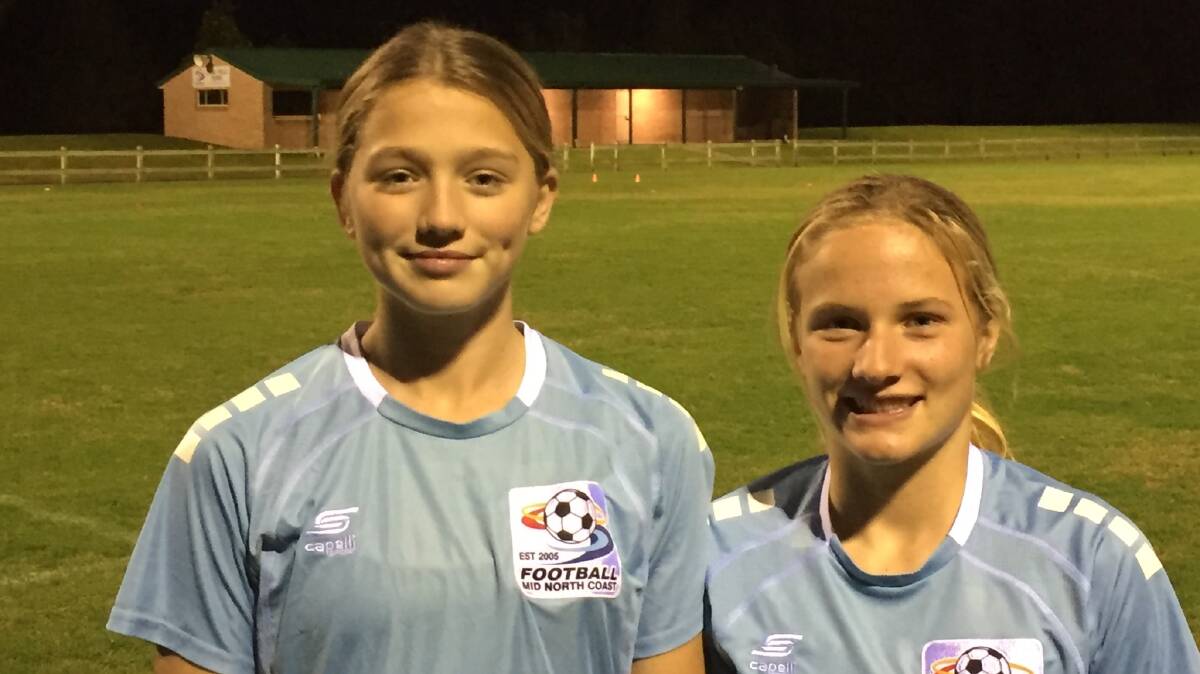 Bungwahl's Ginger Harrison and Forster's Leteesha Amato have been performing well for the Northern NSW U14s girls' football squad at the Westfield National Youth Championships in Coffs Harbour.