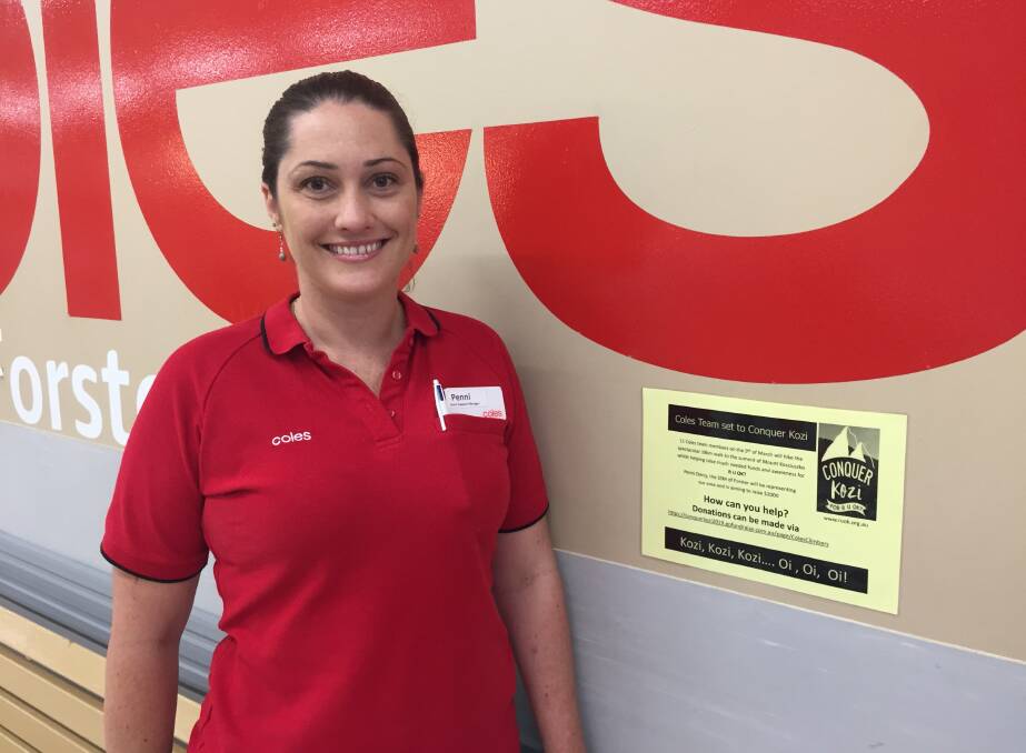 Coles Forster store support manager, Penni Darcy, is climbing Mount Kosciuszko to raise money for mental health awareness. 
