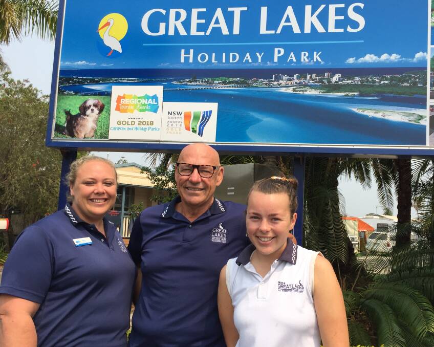 Erica Laidlaw, Shane Ridgewell and Annie Breese from Big 4 Great Lakes Holiday Park.