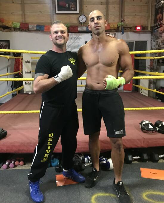 Trainer Shane Nielsen with Pacific Palms-based professional heavyweight boxer, Shant Nercessian.