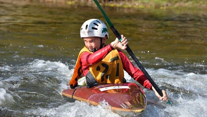 Camden Ceccato taking part in the K1 Wildwater event.