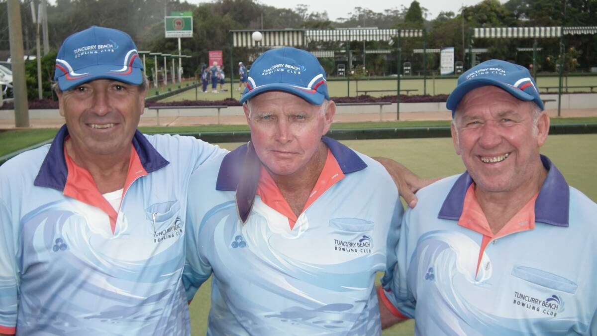 Tuncurry Beach winners: Steve Swan, Dave Richardson and Steve Harris.