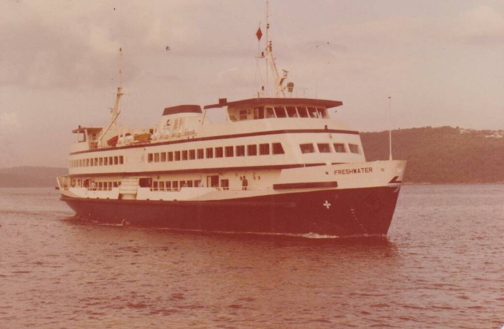 A near new MV Freshwater approaches Manly Wharf in 1984. Photo supplied.