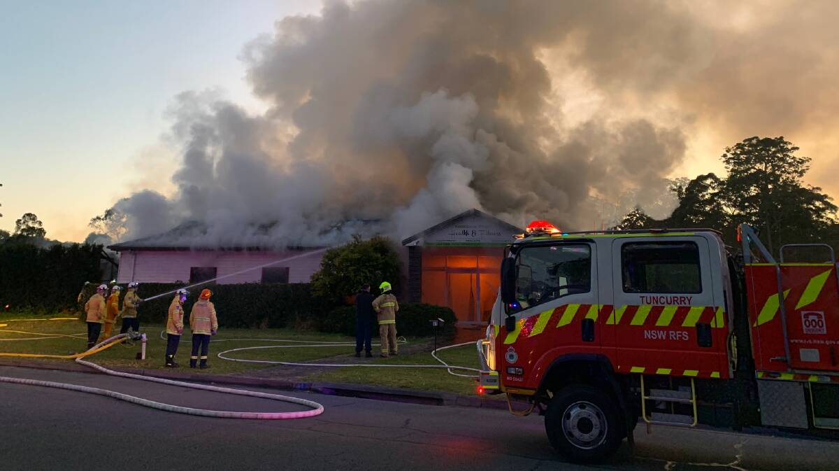 The fire caused significant damage at Hallidays Point Health and Fitness. Photo: RFS.