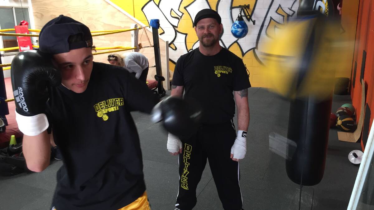 Adam Koutts gets in some training with Shane ahead of his first bout.