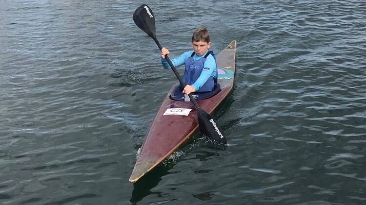 Camden keeping up his canoe training throughout the cold months of winter.