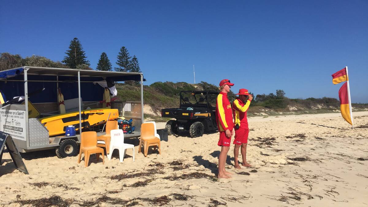 Professional lifeguards patrolling Forster Main Beach