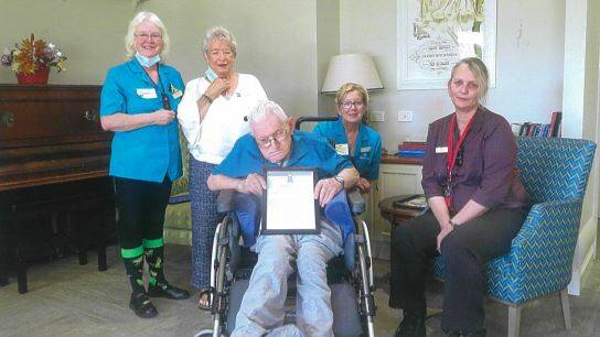 James Shippley with staff from Kularoo Gardens Aged Care Centre.