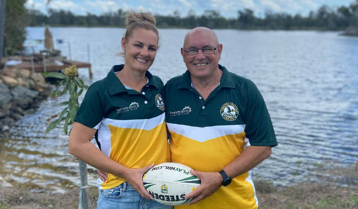 For The Love: Tony Clifton with daughter Emma Connors. Eight members of the Clifton/Connors family will be involved in this weekend's Group Three Junior Rugby League grand finals.