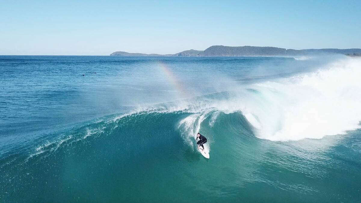 There were still some great waves on offer along the Mid Coast this winter. Photo courtesy of Adam Fitzroy @adam.fitzroy.productions