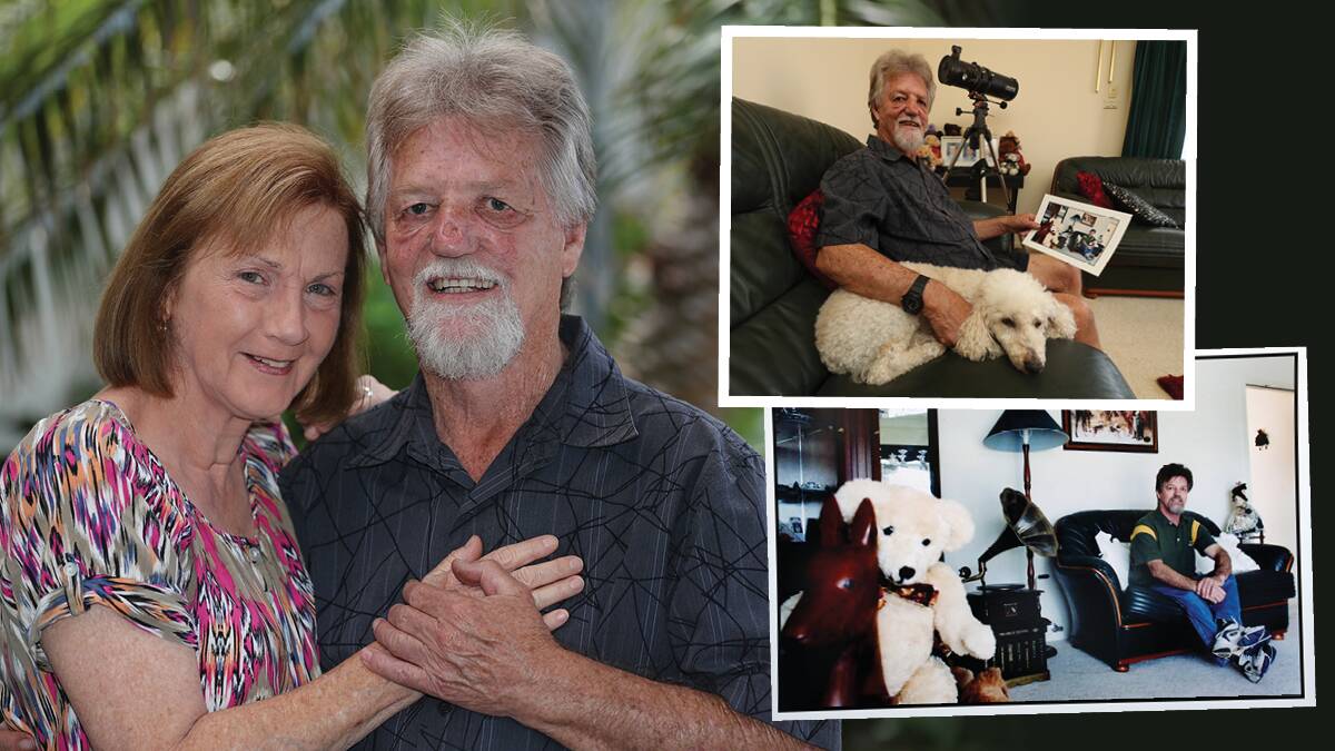 LIFE CHANGES: Noel Eagleton with his wife of 48 years, Mary, and dog Arnie. Mr Eagleton was profiled in the Mercury in 2002, as part of a Heart Week awareness feature (right). Pictures: Robert Peet