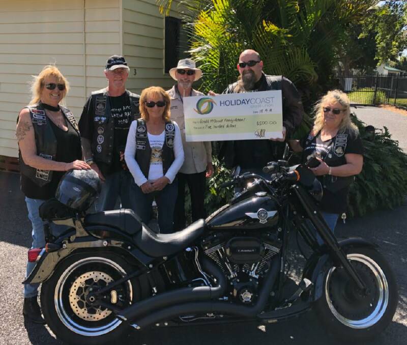 Mid North Coast American Motorcycle Club brought a Harley Davidson motorcycle to the Ronald McDonald Family Retreat in Forster.