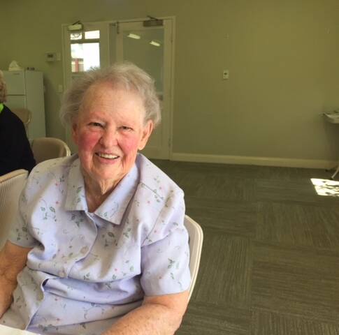 Social butterfly June Cooke loves writing poetry, sketching, knitting, bowls, and going on outings.