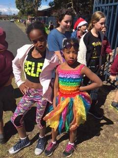Manuella Stewart and Izzy Fitzgerald from Holy Name School enjoyed getting into the fun of the event in 2017.