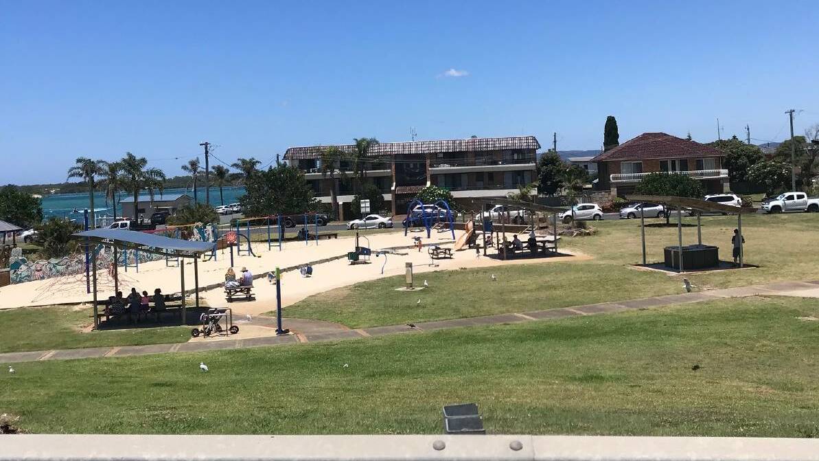 Tuncurry Park has shaded barbecue and seating areas but no shade for the playground.