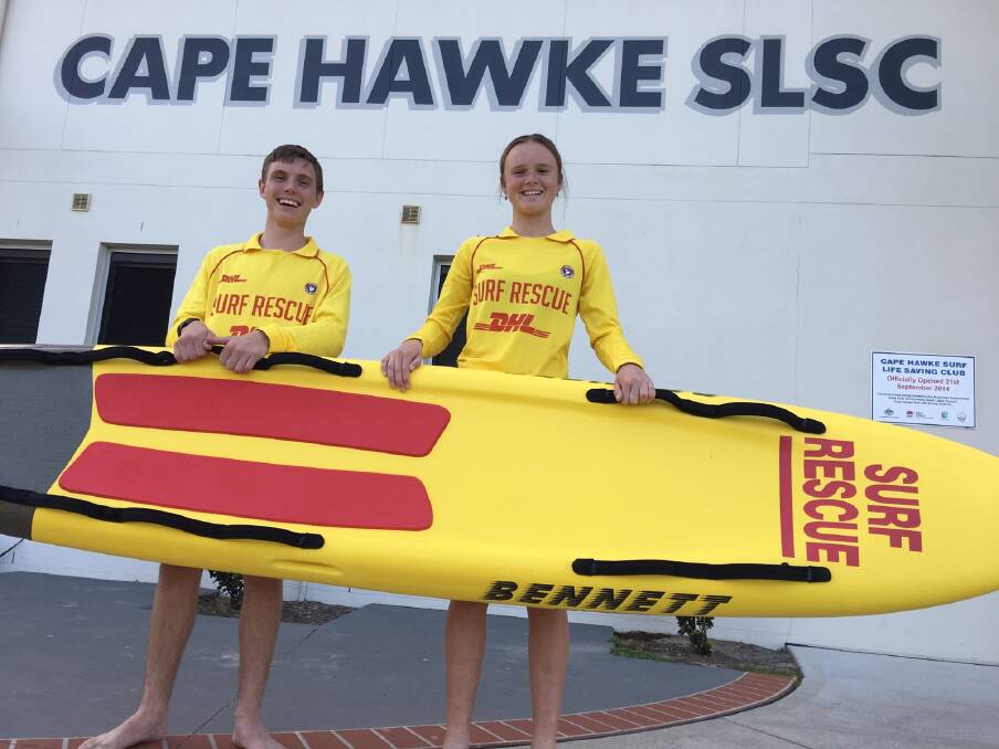 Cape Hawke Surf Lifesaving Club’s junior captains, Abby Mulligan and Jock Sweeney.