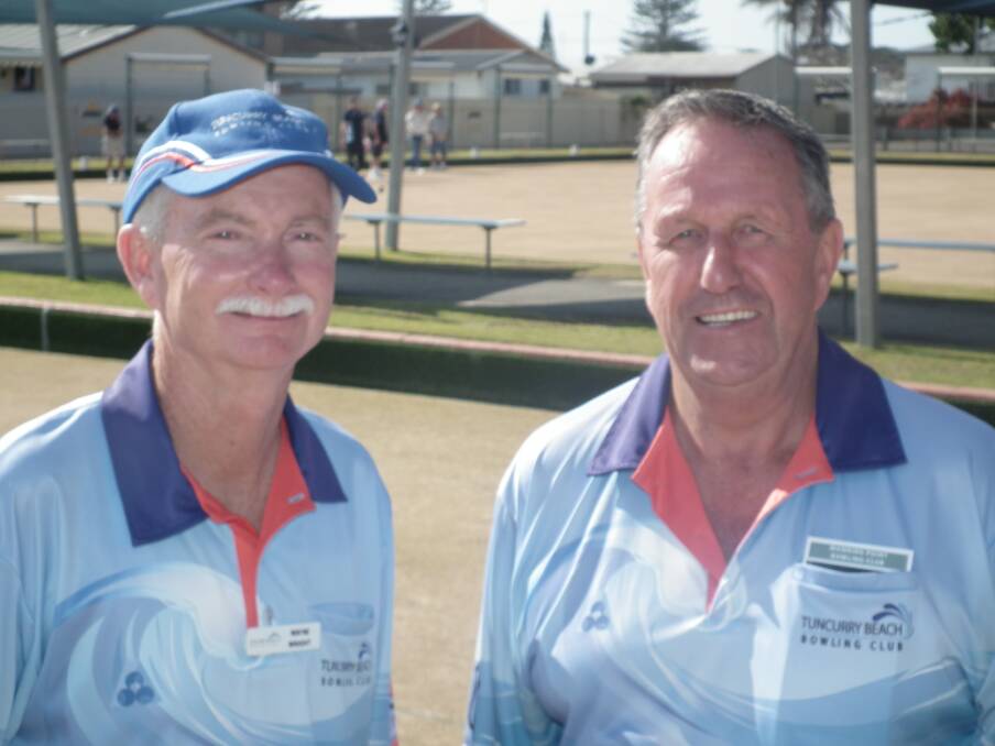 Senior pairs'  Wayne Wright and Kevin Robinson from Tuncurry Beach.