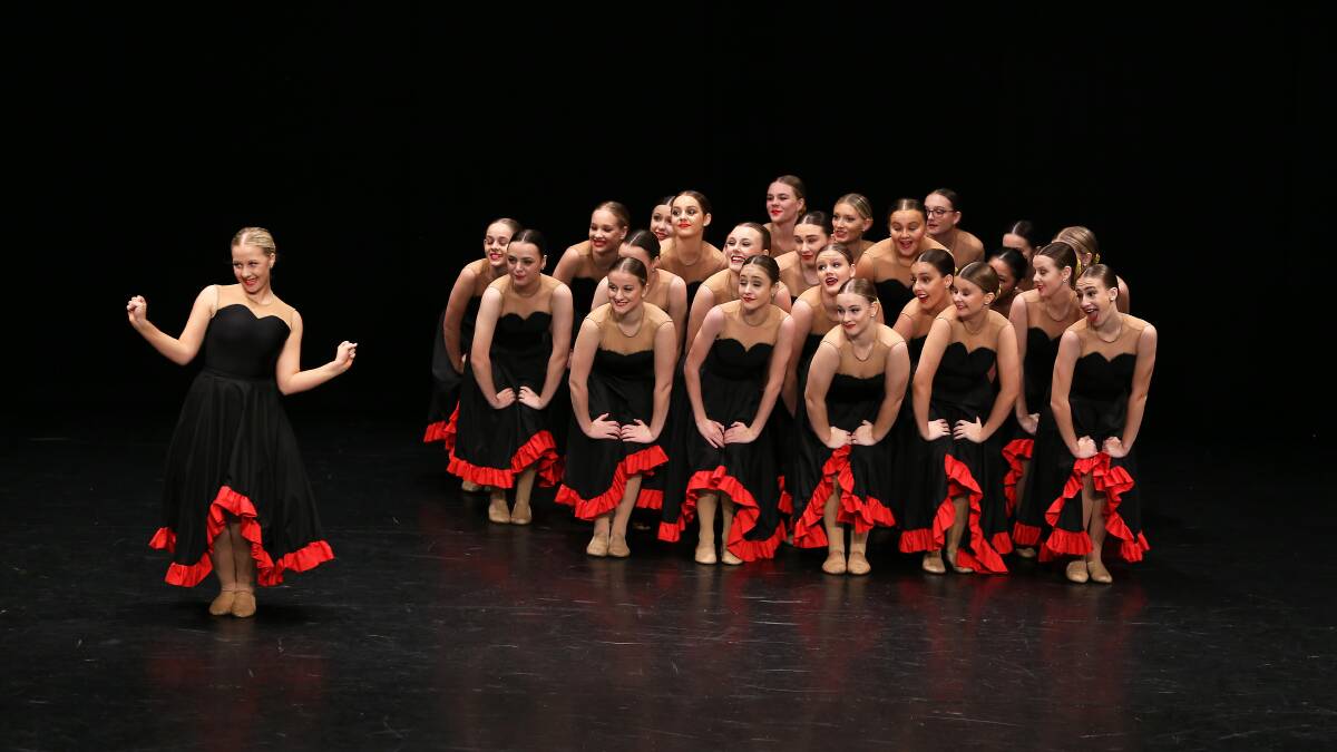 A dance troupe performing in the 2021 Taree and District Eisteddfod group dance weekend. 