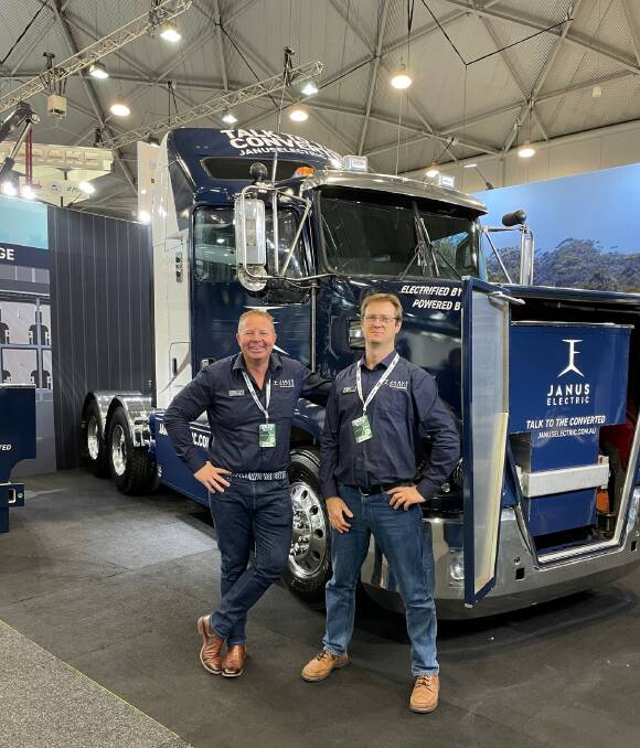 Lex Forsyth and Bevan Dooley of Janus Electrics are working on making the trucking industry greener. Photo supplied