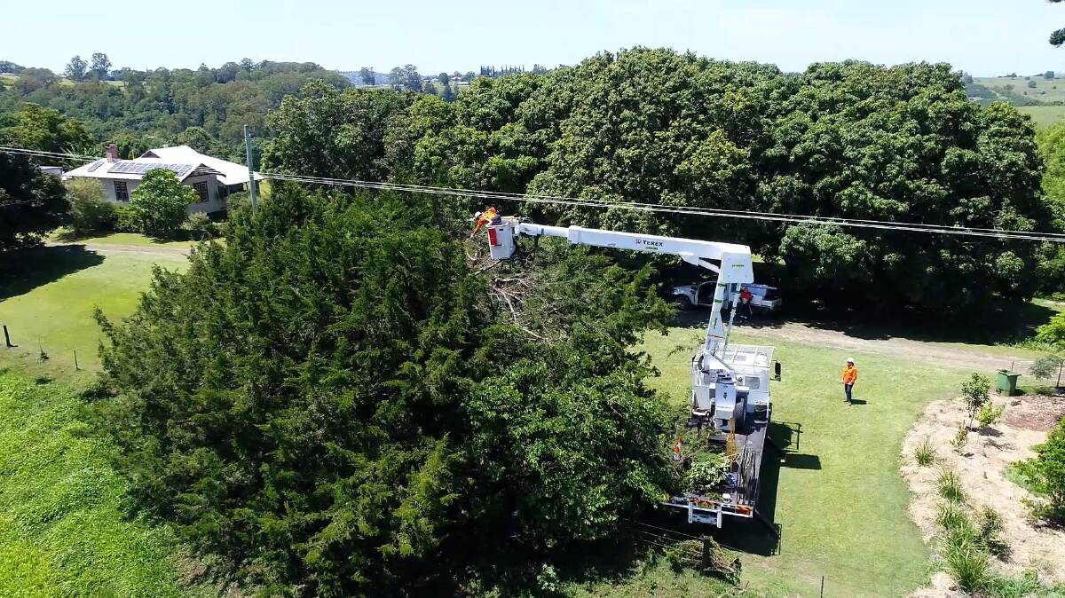 Essential Energy crew conducting vegetation work underneath its powerlines. Picture supplied.