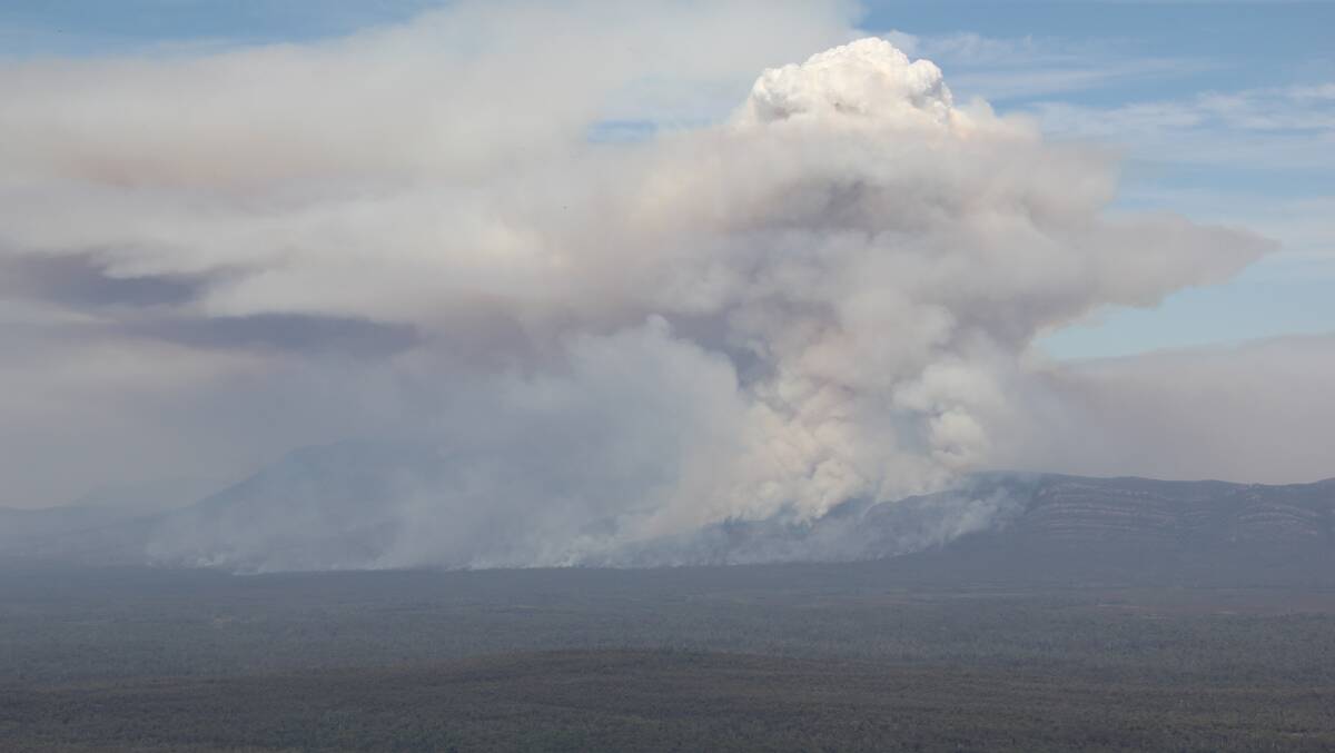 A developing pyrocumulus (firestorm cloud) during the Grampians fire in February 2013. Photo: Randall Bacon