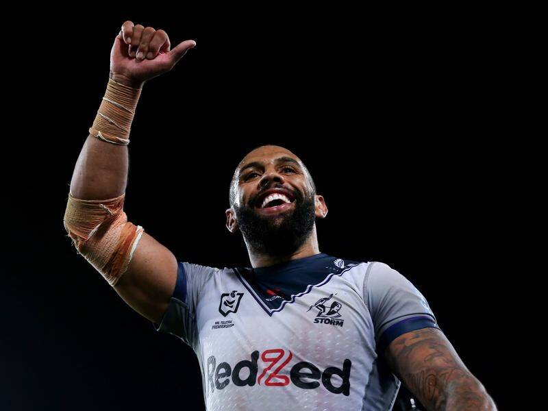Storm's Josh Addo-Carr soaks up the cheers after his historic six-try salvo against the Rabbitohs.