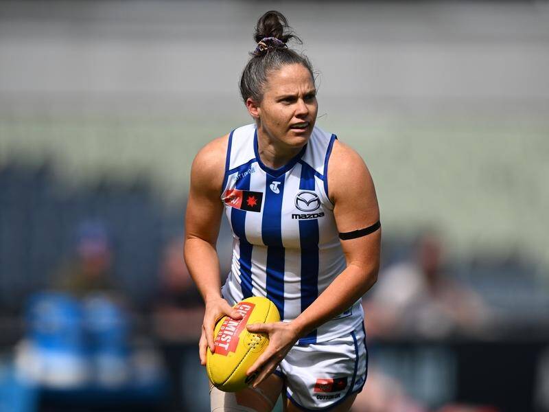 North Melbourne star Emma Kearney has earned All-Australian selection for the eighth year in a row. (James Ross/AAP PHOTOS)