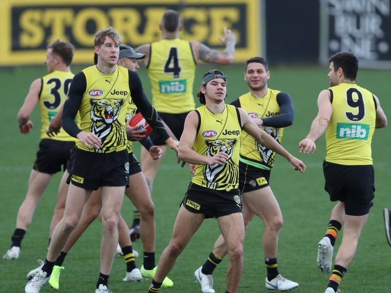 Richmond players training ahead of their blockbuster against West Coast this Sunday.