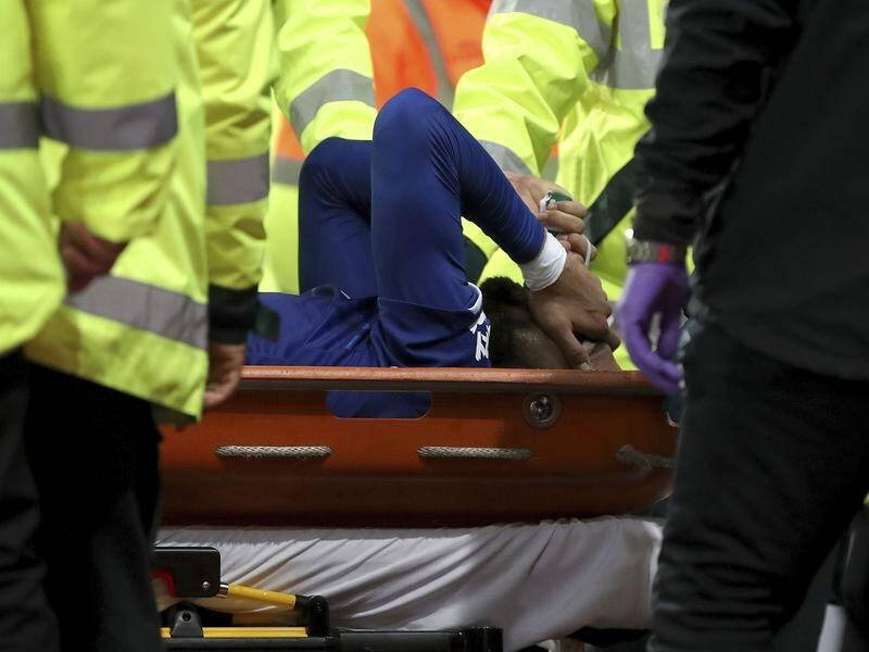 Everton's Andre Gomes was stretchered off injured in the EPL clash against Tottenham.