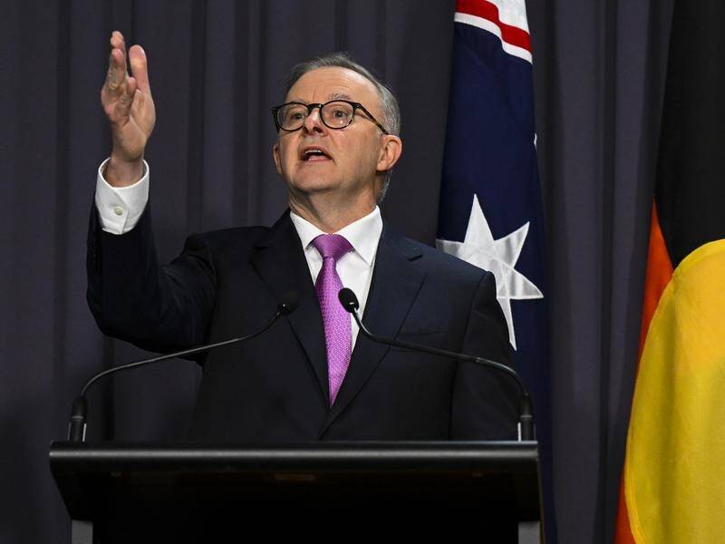 Anthony Albanese says an Indigenous Voice to parliament is an opportunity for national unity. (Lukas Coch/AAP PHOTOS)