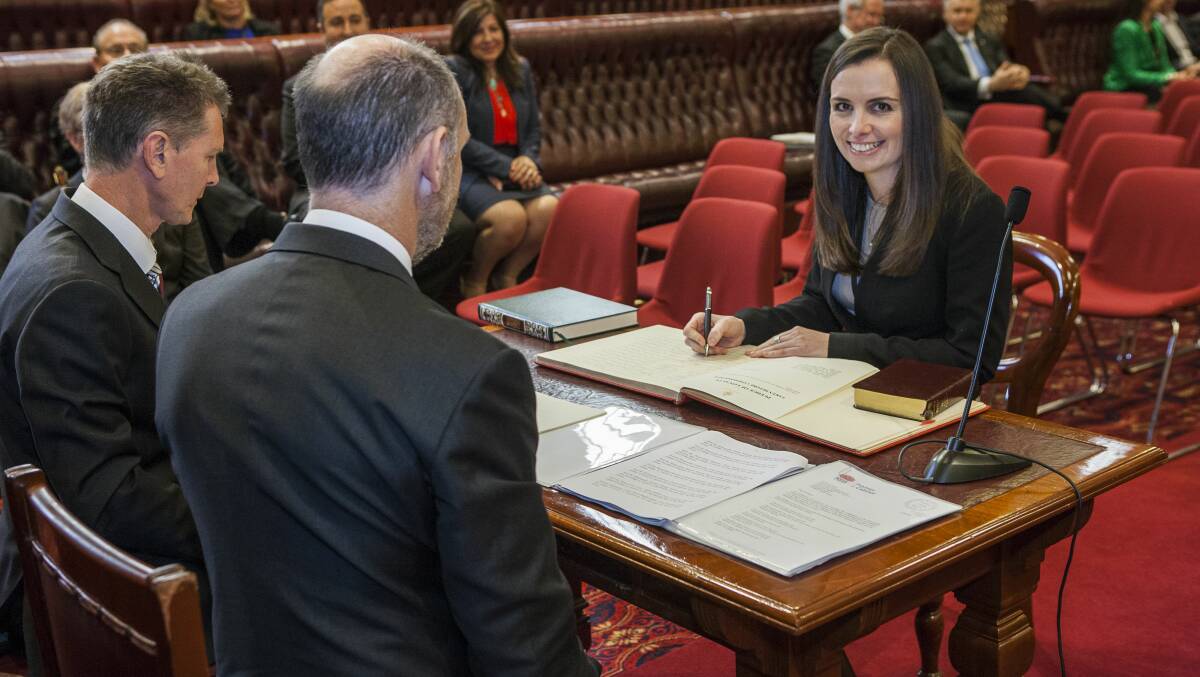 SWORN IN: Courtney Houssos MLC signs in to the NSW Legislative Council’s Upper House, a role which is ongoing until 2023.
