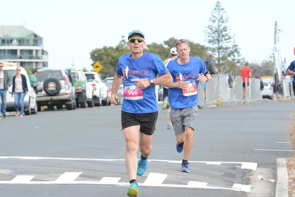 Quick heels: Forster's Peter Camilleri on course for the finish line.