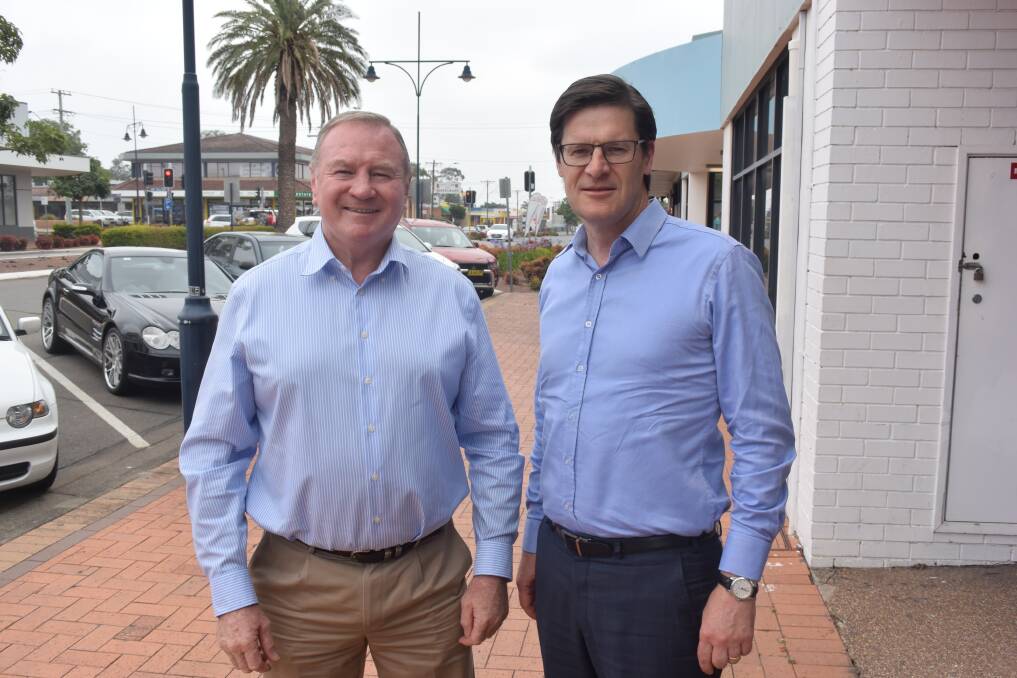 Member for Myall Lakes Stephen Bromhead with NSW Parliament Speaker Jonathan O'Dea in Taree.