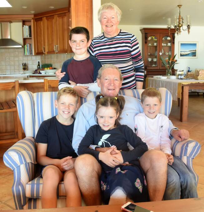 Michael with wife Carmel and their grandchildren Jack, Mitchell, Callum and Zoe. 