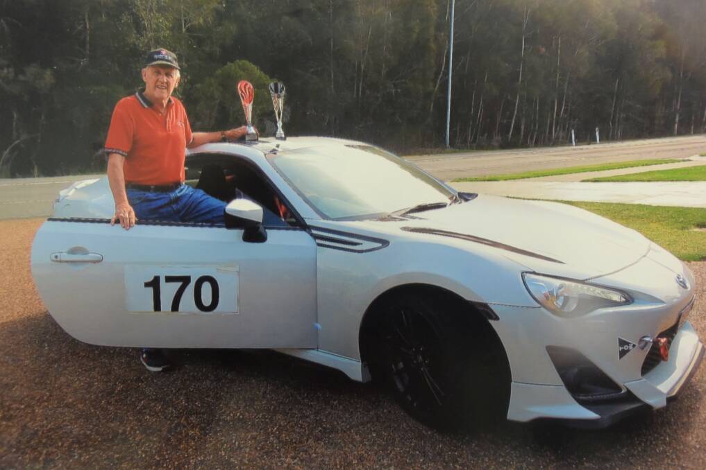 Ron Gallagher pictured with his beloved Toyota 86 and trophies won at Ringwood and Tamworth.