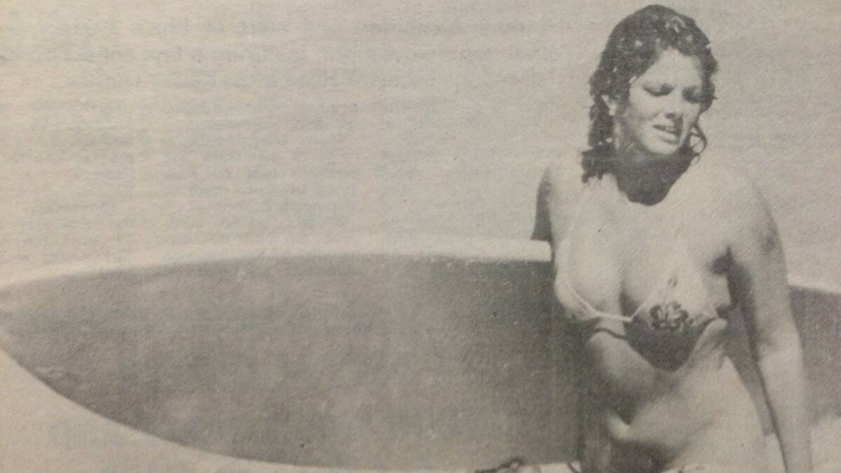 THROWBACK THURSDAY: Michelle Stewart, who at the time resided in Paterson, exits the water after a surf at Boomerang Beach. Photo from the January 11, 1979 edition.