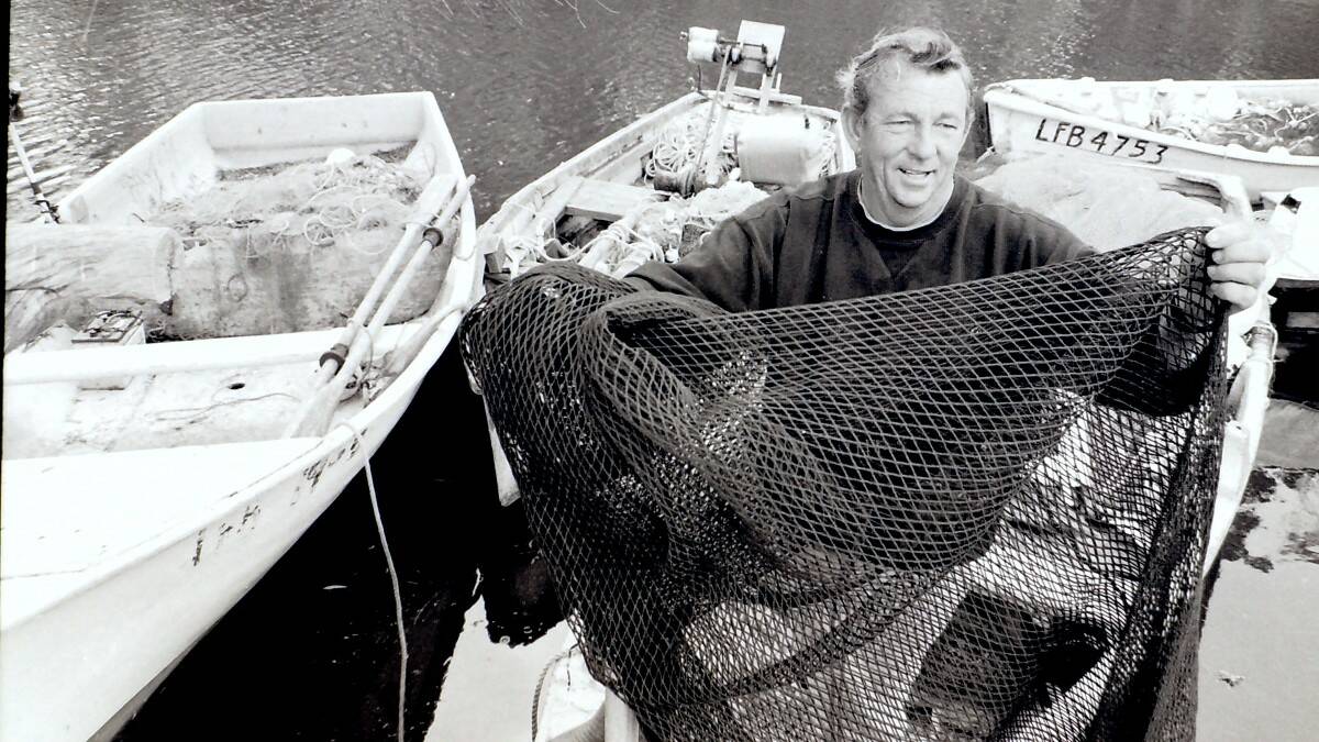 THROWBACK THURSDAY: Les Cheers with one of the new prawn nets to be used by Wallis Lake commercial fisherman. 