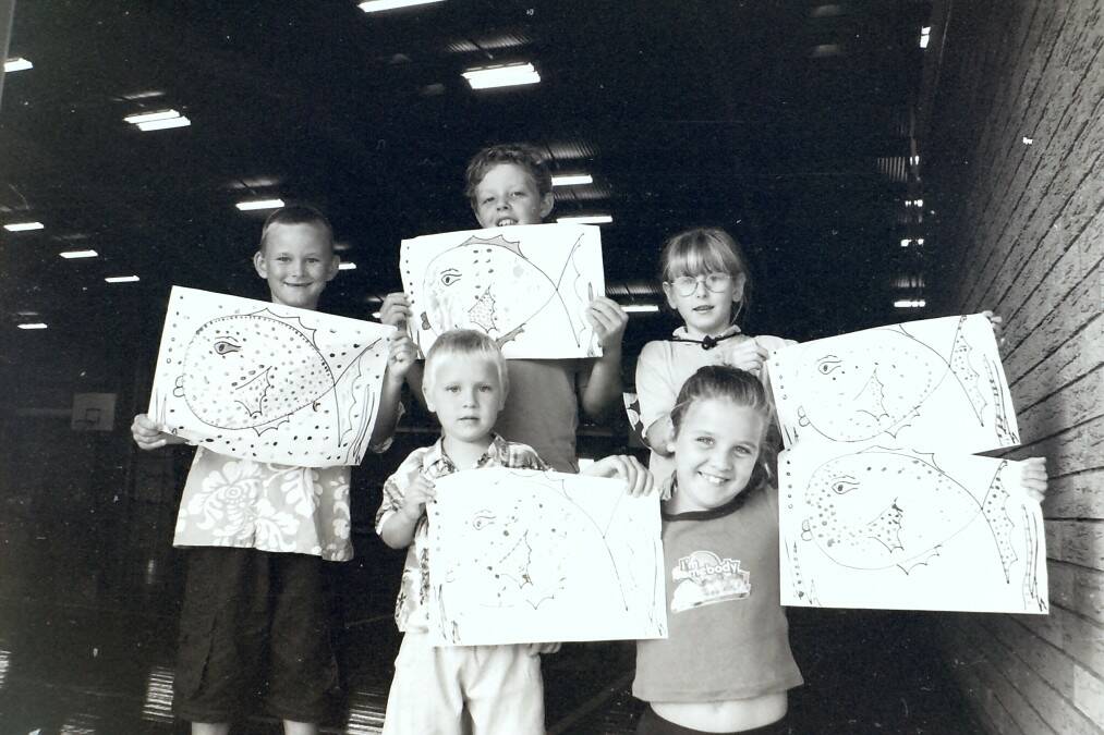 THROWBACK THURSDAY: showing off their artwork at the YMCA vacation centre, Taylor Kerrison, Joshua Bell, Amanda Bell, Naomi Vanderline and Nathan Lehane. 