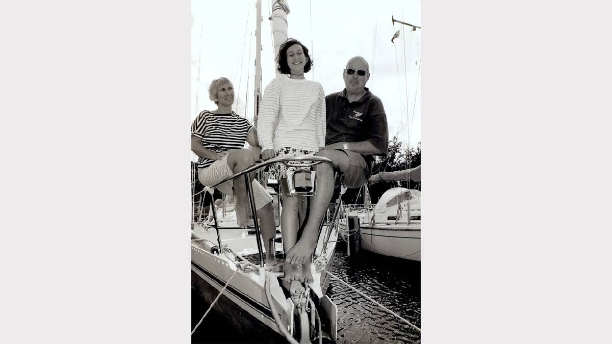 THROWBACK THURSDAY: French visitors Pierre (far right), Brigitte (left) and Maude Roland in Forster boat harbour. 