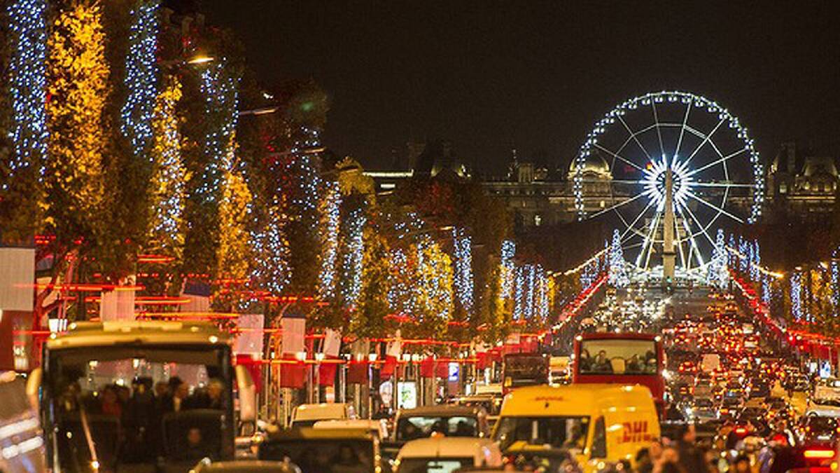 Christmas illuminations light the Champs Elysees avenue in Paris, France. Photo: Getty